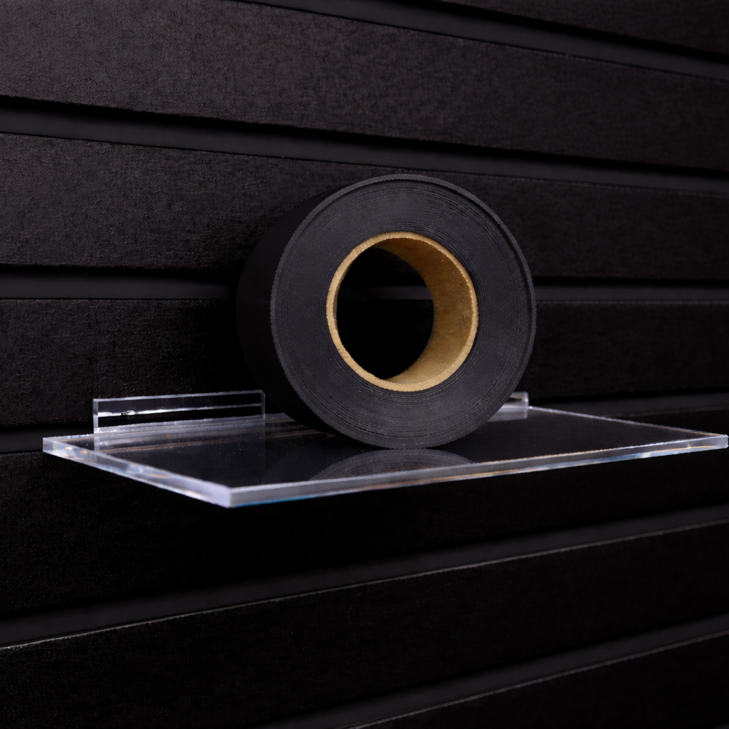 Slatwall groove inserts accent rolls for clean slatwall groove finishes