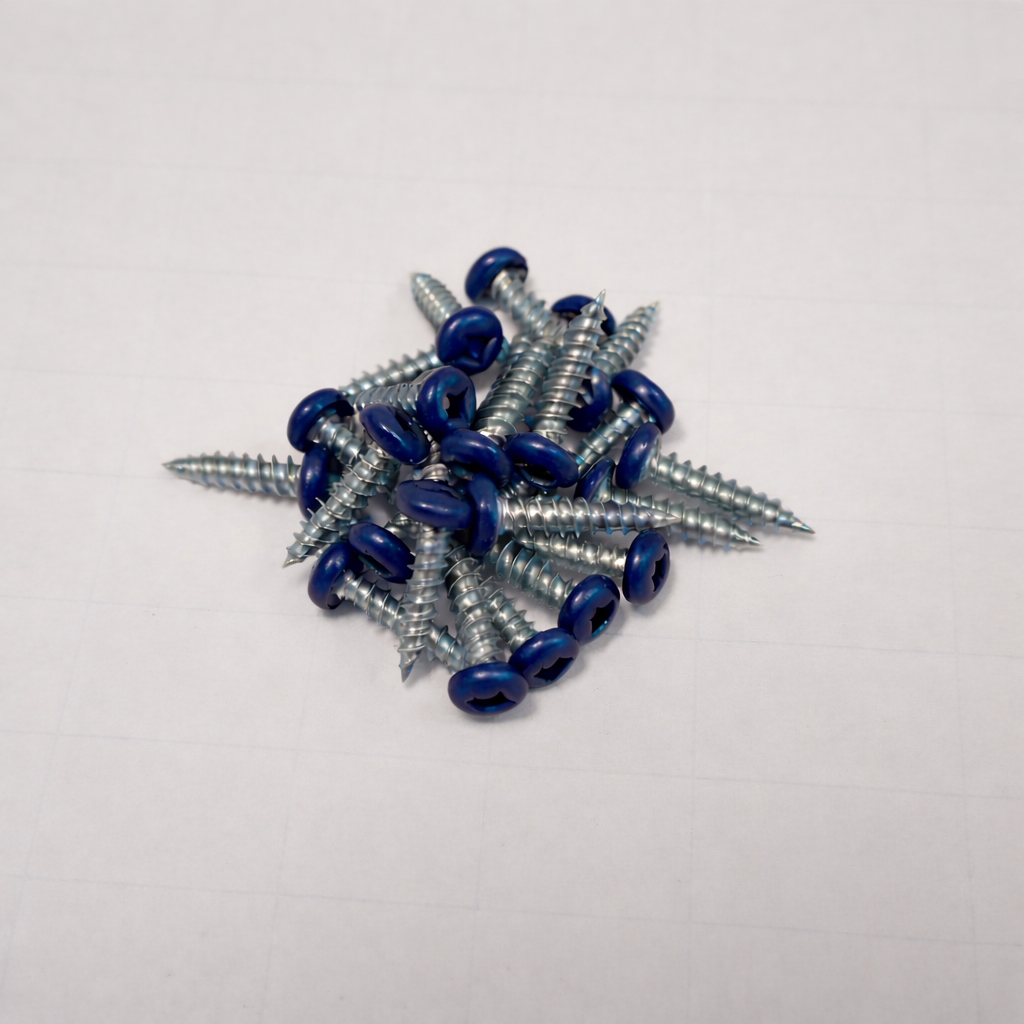 Color matched pan head screws robertson drive stacked in a pile, ideal for fast, clean installation.