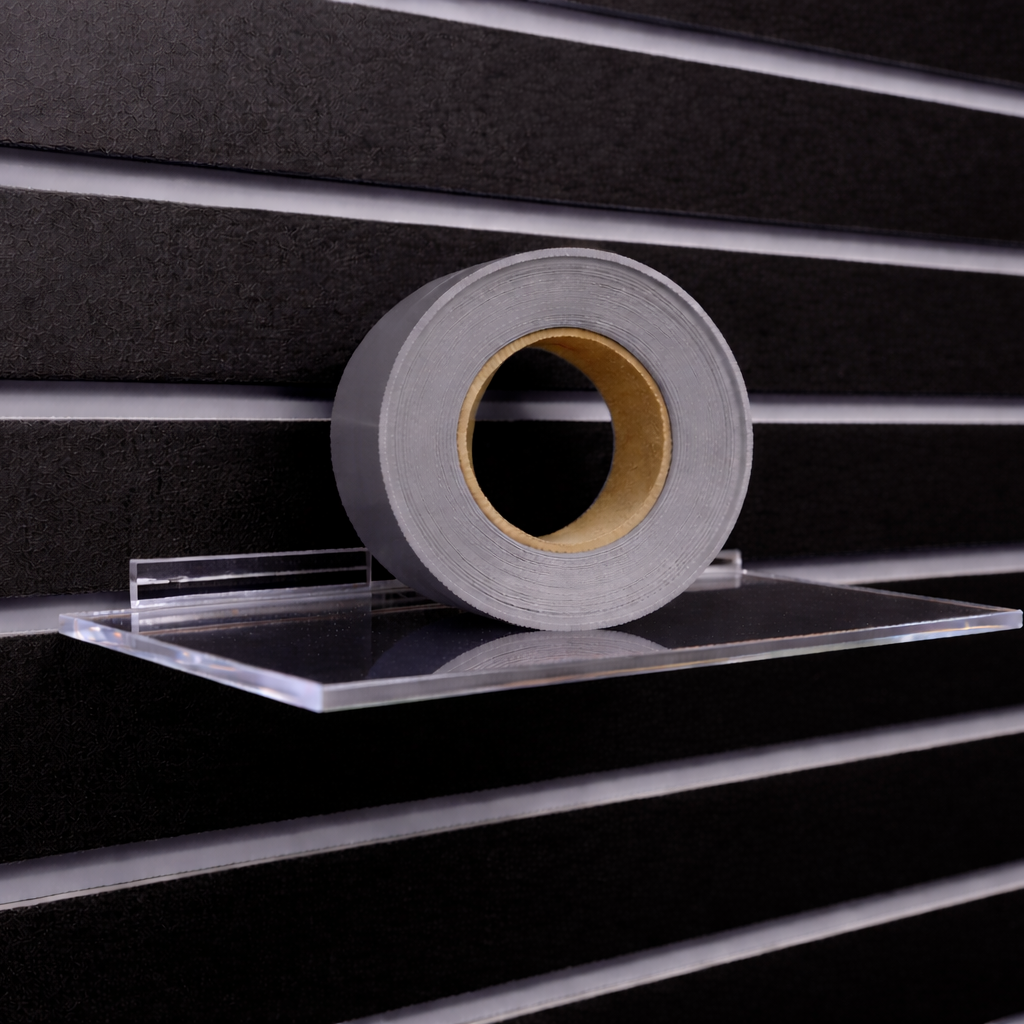 Slatwall groove inserts accent rolls close-up detail view